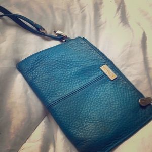 Cole Haan turquoise leather wristlet